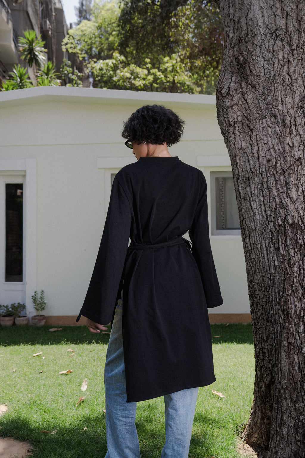Long Cotton Shirt in Black