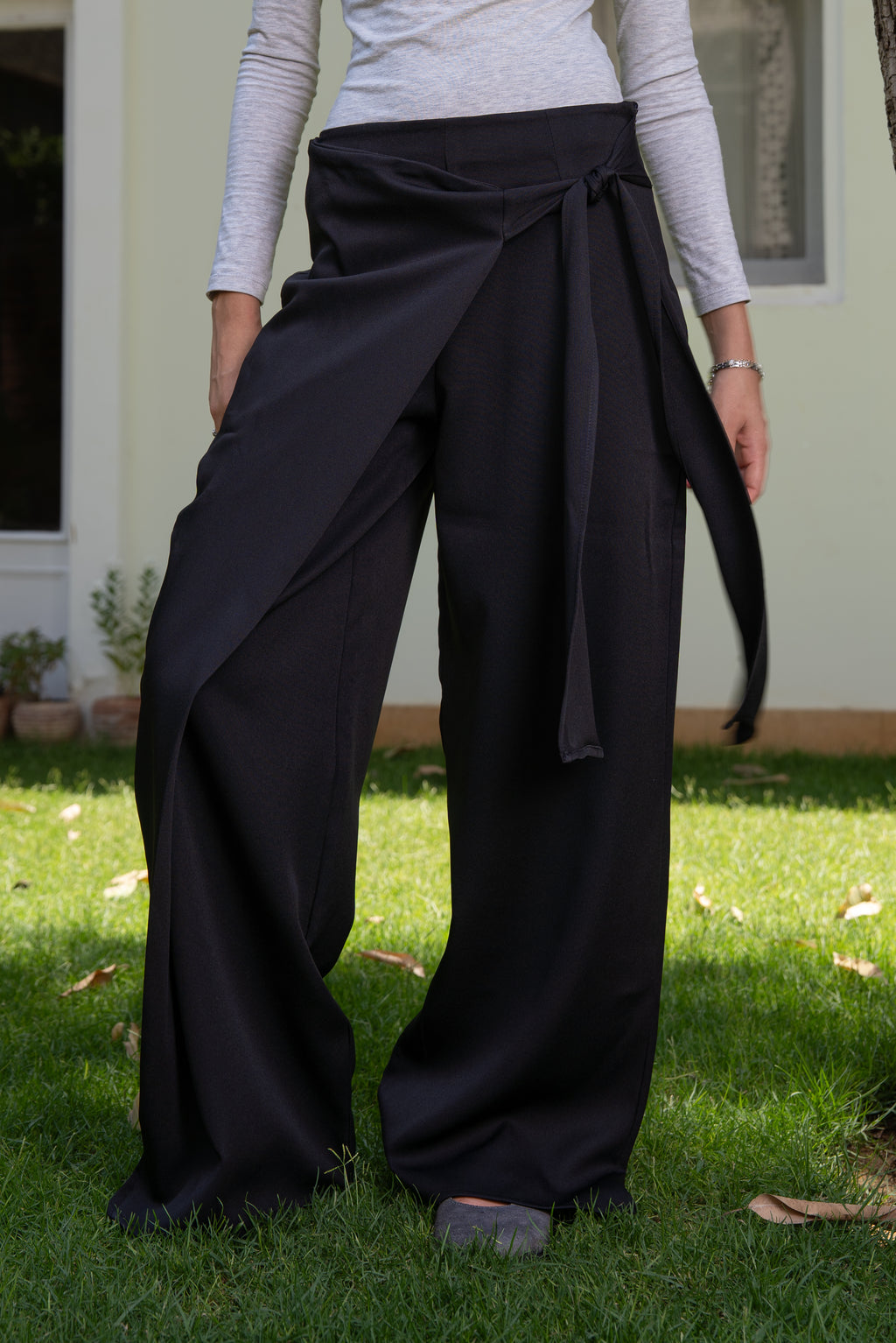 Wrap Trousers in Black
