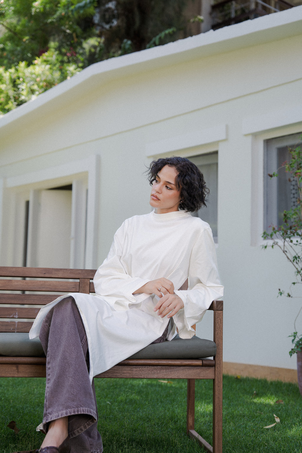 Long Cotton Shirt in White