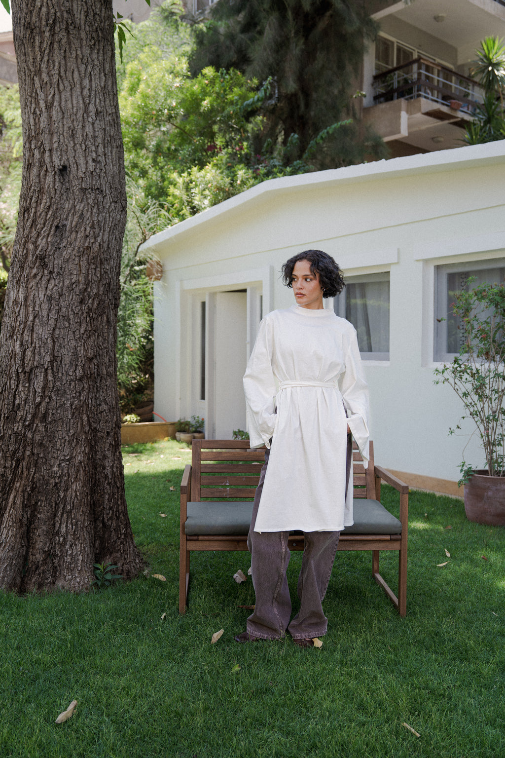 Long Cotton Shirt in White