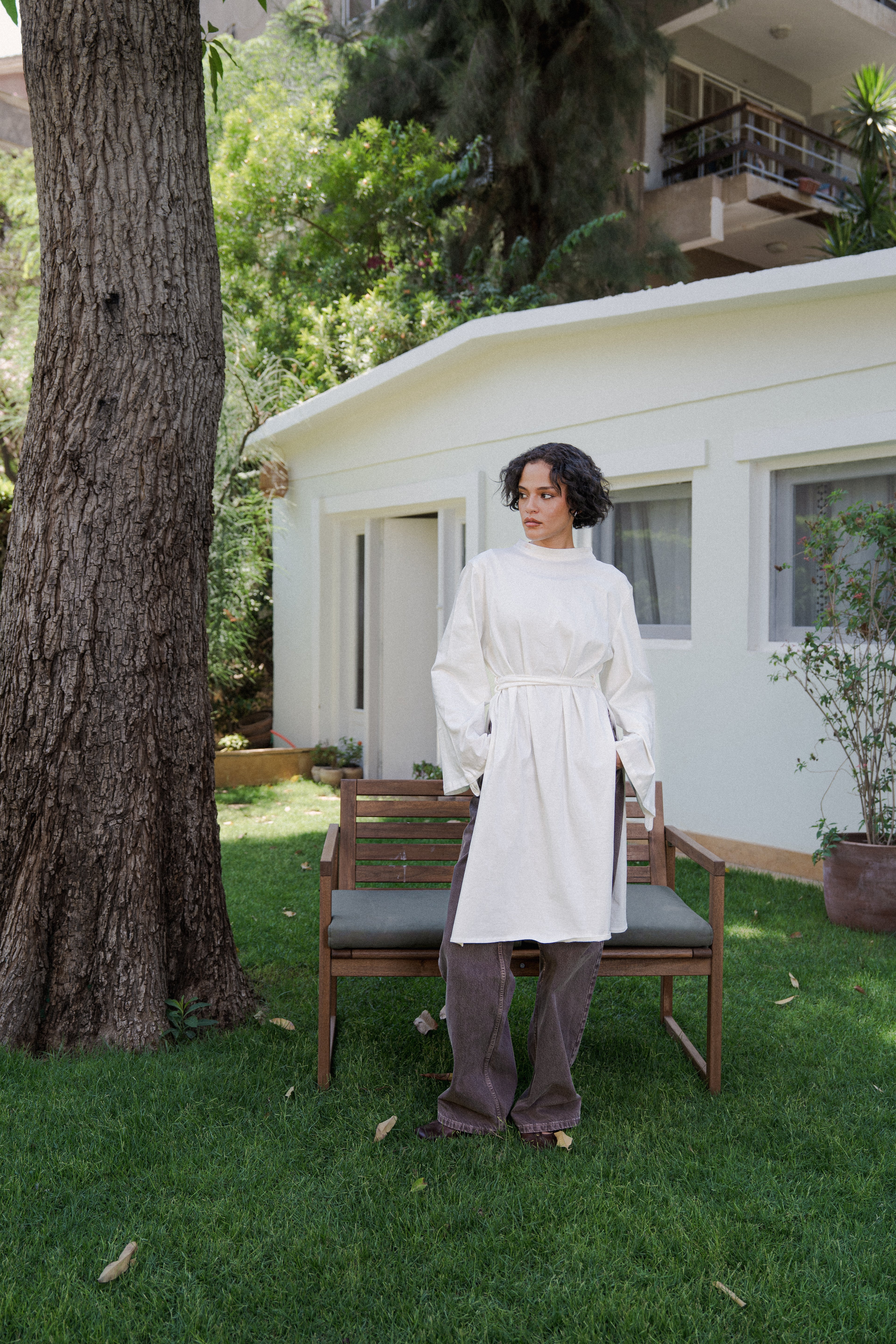 Long Cotton Shirt in White