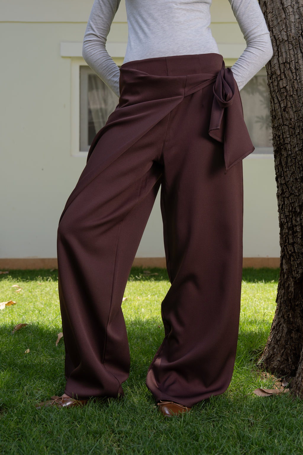 Wrap Trousers in Brown