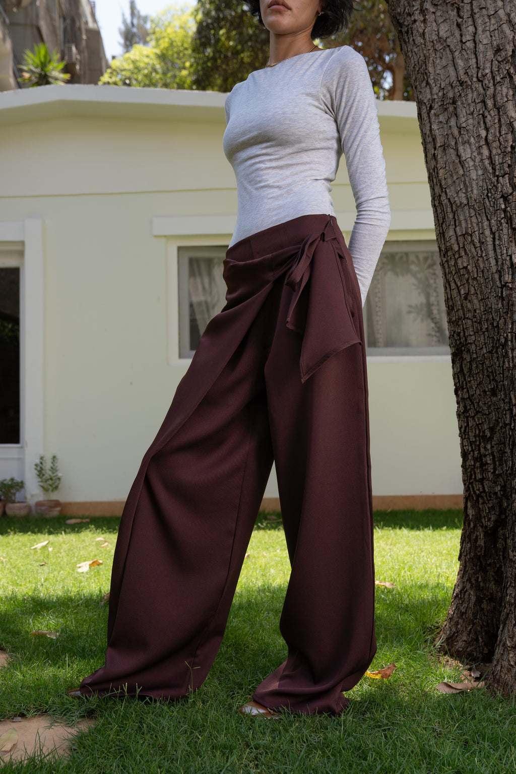 Wrap Trousers in Brown