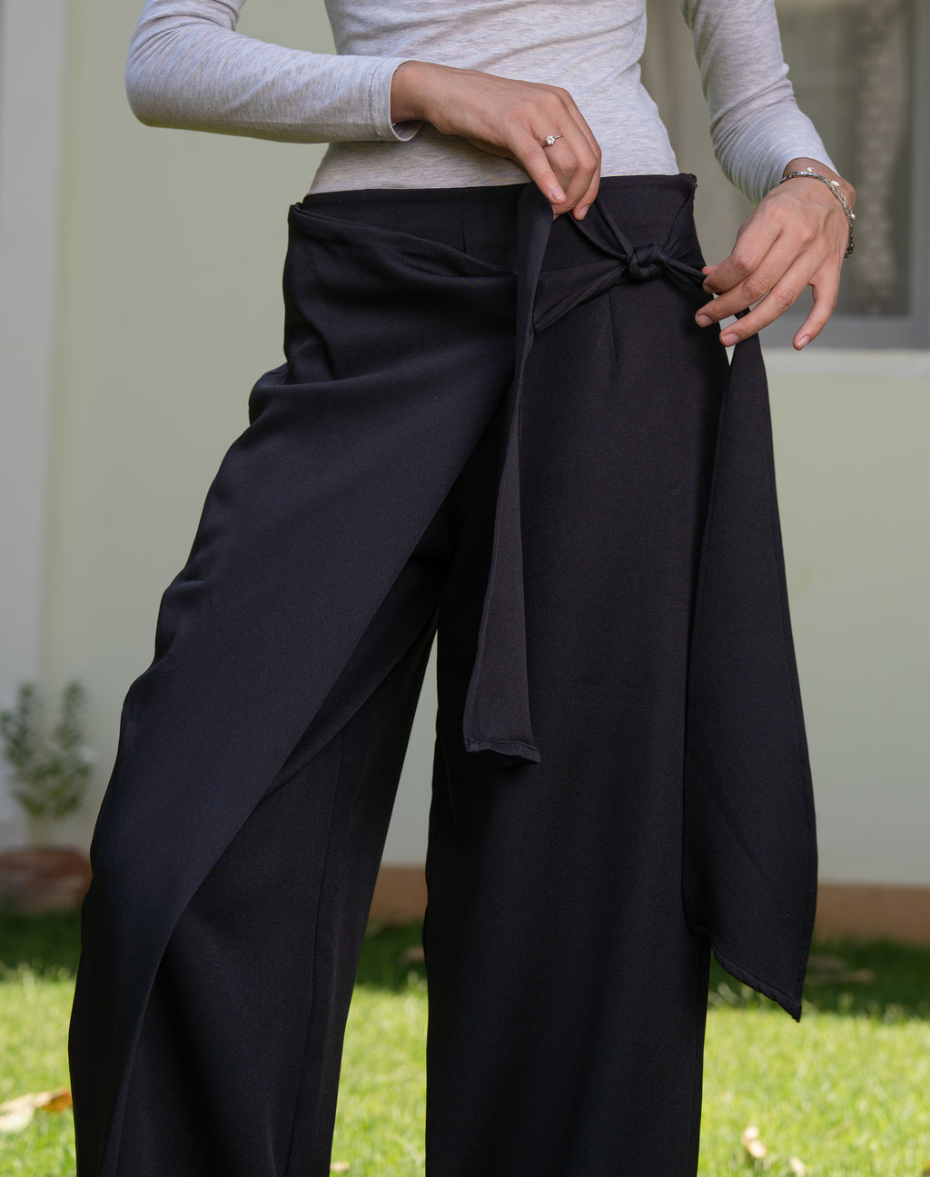 Wrap Trousers in Black