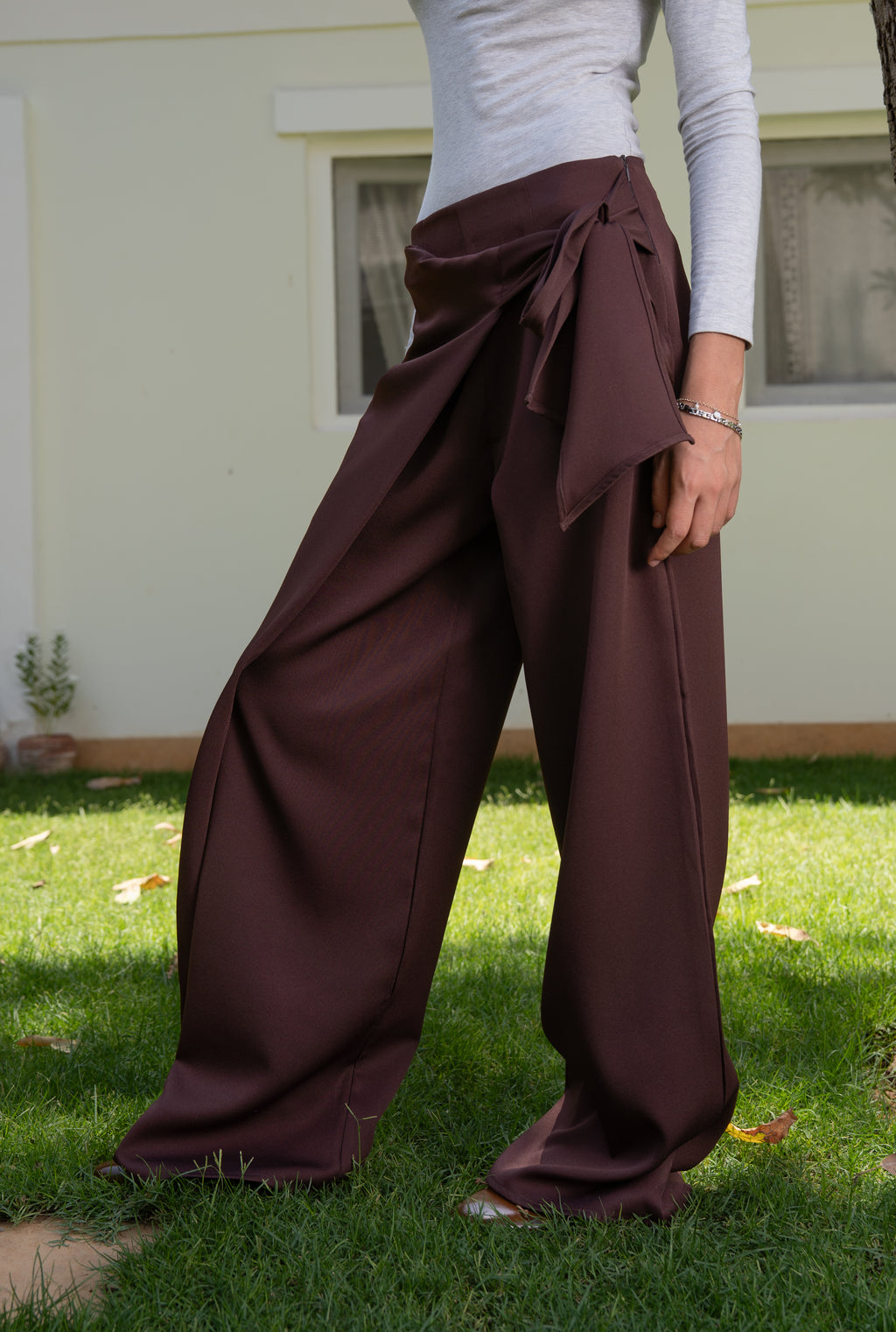 Wrap Trousers in Brown