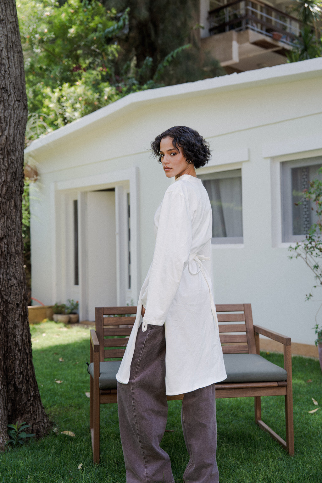 Long Cotton Shirt in White