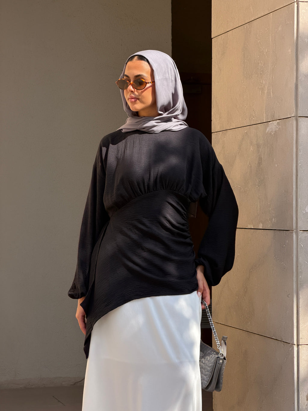 Draped Blouse in Black