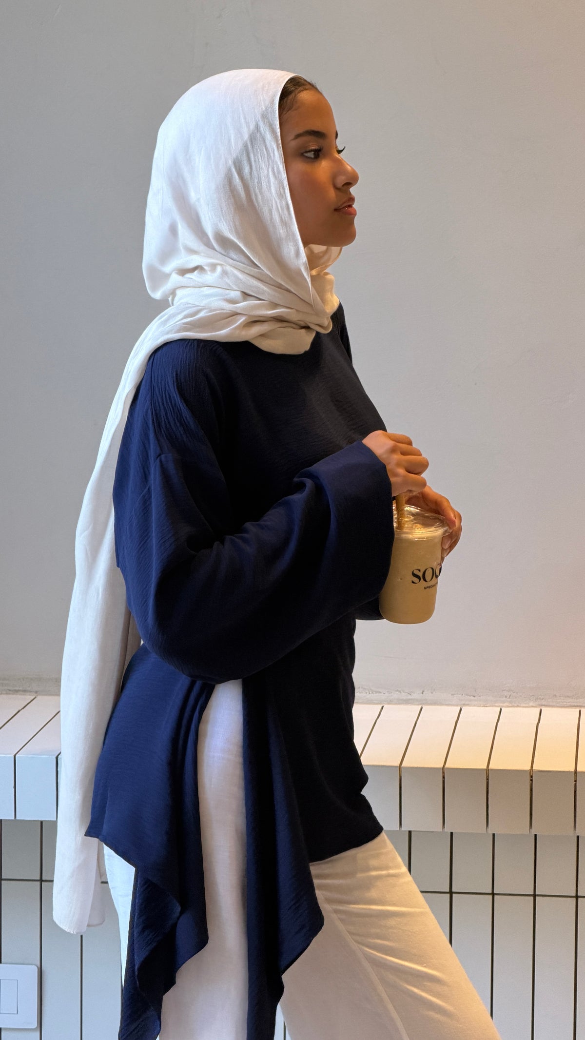 Draped Blouse in Navy